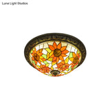 Rustic Stained Glass Sunflower Ceiling Light In Multicolor Options For Dining Room Tiffany Décor