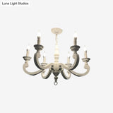 Rustic White Chandelier Pendant Light For Living Room - Elegant Wood Design