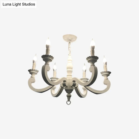 Rustic White Chandelier Pendant Light For Living Room - Elegant Wood Design