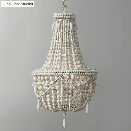 Rustic Wood Chandelier Light With 3 Pendant Lamps - Perfect For Country Living Rooms