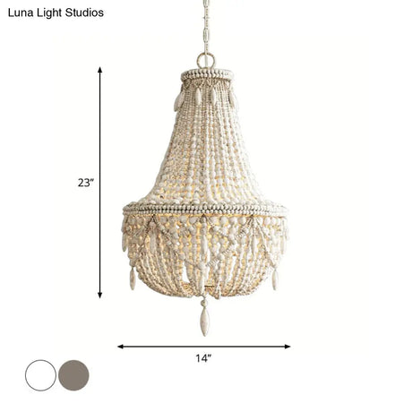 Rustic Wood Chandelier Light With 3 Pendant Lamps - Perfect For Country Living Rooms