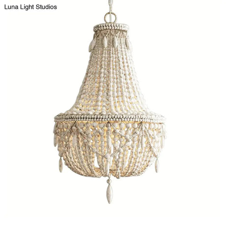 Rustic Wood Chandelier Light With 3 Pendant Lamps - Perfect For Country Living Rooms