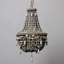 Rustic Wood Chandelier Light With 3 Pendant Lamps - Perfect For Country Living Rooms Grey