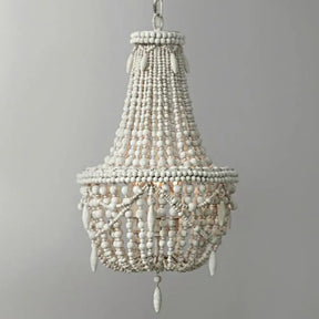 Rustic Wood Chandelier Light With 3 Pendant Lamps - Perfect For Country Living Rooms White
