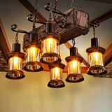 Rustic Wood Lantern Chandelier For Restaurant Ceiling Lighting 6 /