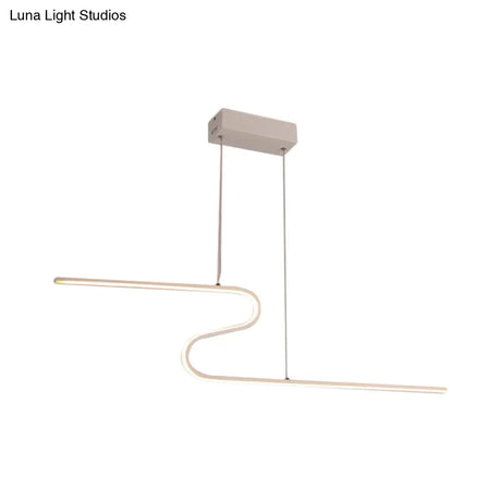 S-Shape Island Pendant Metal Ceiling Lamp In Warm/White Light - Modern Design