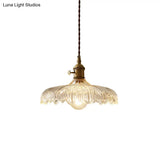 Scalloped Edge Glass Pendant Ceiling Light For Restaurants - Industrial Style