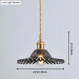 Scalloped Edge Pendant Light - Vintage Industrial Glass Hanging For Living Room
