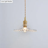 Scalloped Edge Pendant Light - Vintage Industrial Glass Hanging For Living Room