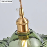 Scalloped Edge Pendant Light - Vintage Industrial Glass Hanging For Living Room