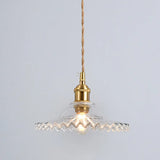 Scalloped Edge Pendant Light - Vintage Industrial Glass Hanging For Living Room Clear