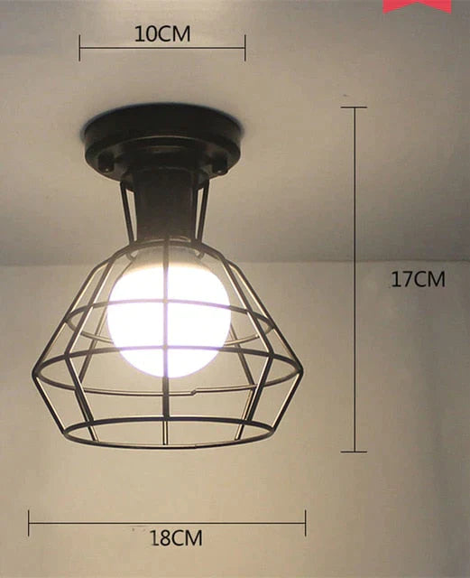 Scarlett Vintage Industrial Iron Cage Led Ceiling Lights Ceiling