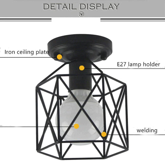 Scarlett Vintage Industrial Iron Cage Led Ceiling Lights Ceiling