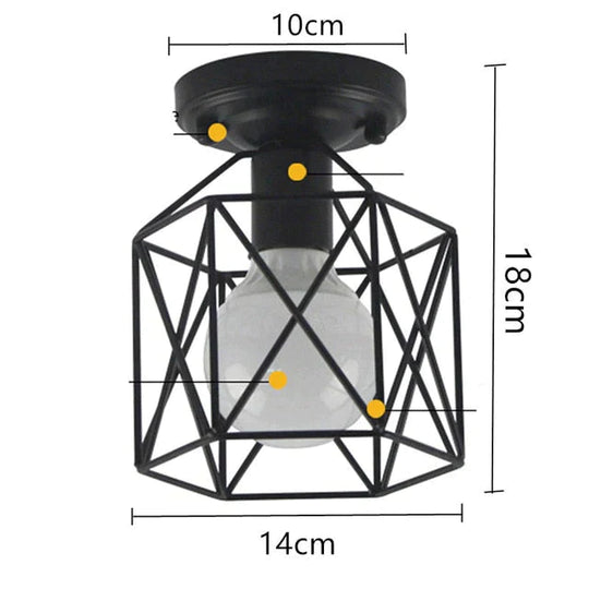 Scarlett Vintage Industrial Iron Cage Led Ceiling Lights Ceiling