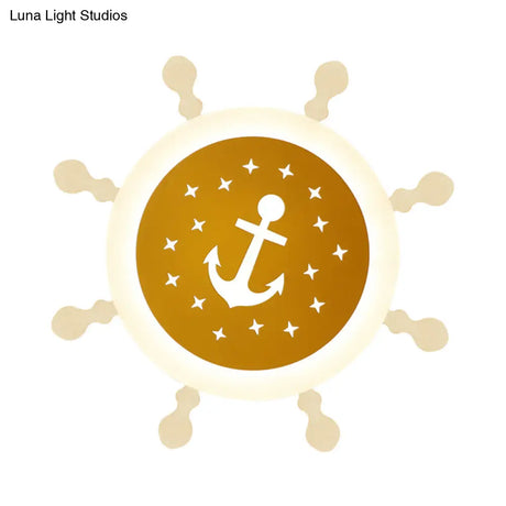 Seaside Anchor Ceiling Light In Yellow For Bedroom - Acrylic Flush Mount Fixture