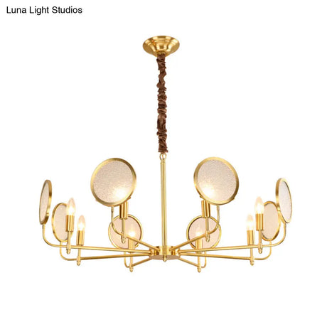 Seeded Glass Gold Chandelier - Colonial Down Lighting Pendant 6/8 Lights Ideal For Living Room