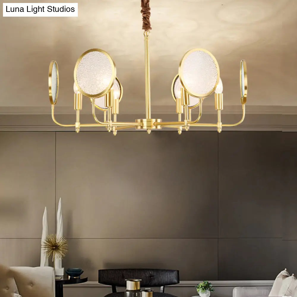 Seeded Glass Gold Chandelier - Colonial Down Lighting Pendant 6/8 Lights Ideal For Living Room