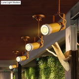 Semi Flush Lodge Light: Stylish Wood Metal And Bamboo Adjustable Ceiling Fixture For Restaurants -