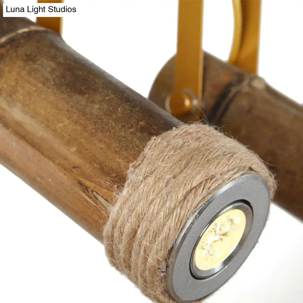 Semi Flush Lodge Light: Stylish Wood Metal And Bamboo Adjustable Ceiling Fixture For Restaurants -