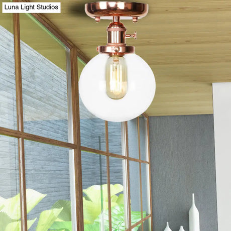 Semi Flush Mount Industrial Ceiling Light Fixture With Globe/Wide Flare/Diamond Design And