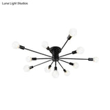 Semi Flush Mount Vintage Ceiling Light Fixture 6/8 Heads Black/White Metallic For Kitchen