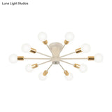Semi Flush Mount Vintage Ceiling Light Fixture 6/8 Heads Black/White Metallic For Kitchen