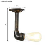 Semi Flush Vintage Aged Brass/Silver/Bronze Angle Pipe Ceiling Mount Light Fixture - 1