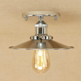 Semi Flush Wide Flared Ceiling Light - Rust/Chrome/Black Iron Finish 1 Warehouse Style Chrome