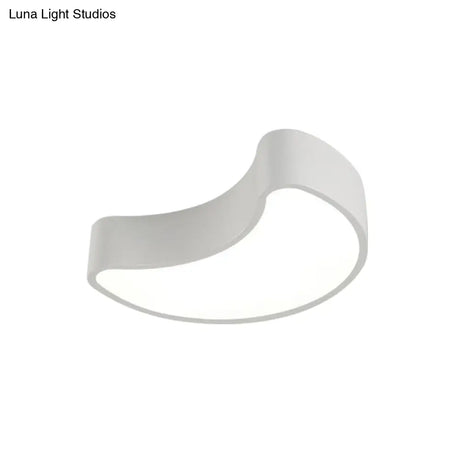 Semi-Moon Led Acrylic Flush Mount Ceiling Fixture For Kids’ Leisure Area - White/Red/Yellow Lighting