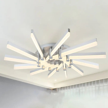 Semi - Mount Sputnik Ceiling Light With Acrylic Shade & Modern Silver Finish - Ideal For Indoor