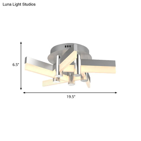 Semi - Mount Sputnik Ceiling Light With Acrylic Shade & Modern Silver Finish - Ideal For Indoor