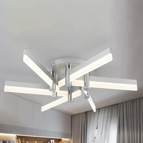Semi - Mount Sputnik Ceiling Light With Acrylic Shade & Modern Silver Finish - Ideal For Indoor