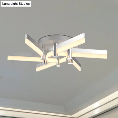 Semi - Mount Sputnik Ceiling Light With Acrylic Shade & Modern Silver Finish - Ideal For Indoor