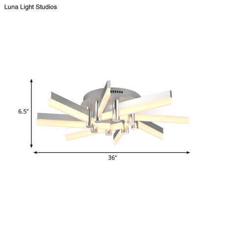 Semi - Mount Sputnik Ceiling Light With Acrylic Shade & Modern Silver Finish - Ideal For Indoor