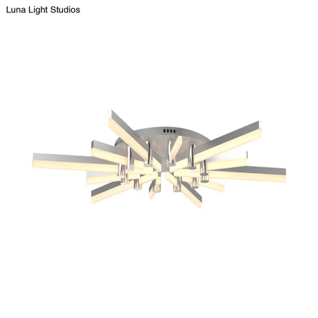 Semi - Mount Sputnik Ceiling Light With Acrylic Shade & Modern Silver Finish - Ideal For Indoor