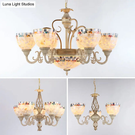 Shell White Chandelier: Mediterranean Suspension Lighting For Living Room
