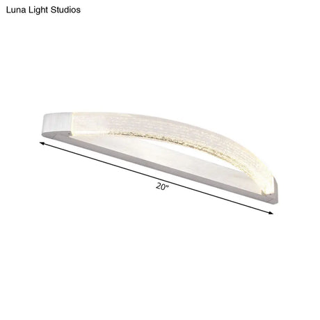 Silver Bow-Shaped Led Wall Mount Vanity Light With Bubble Crystal Accent Natural 12.5/16.5/20 Wide