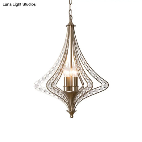 Silver Crystal Diamond Chandelier Pendant Light - Minimalist 4-Head Living Room Hanging Lamp