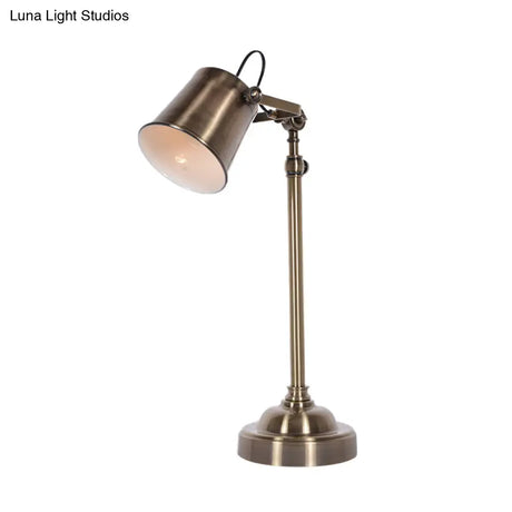 Silver Metallic Bell Adjustable Table Lamp - Antiqued 1-Light For Study Room Or Reading