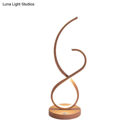Simona - Coffee Metallic Linear Table Lamp: Minimalist Led Nightstand Lighting