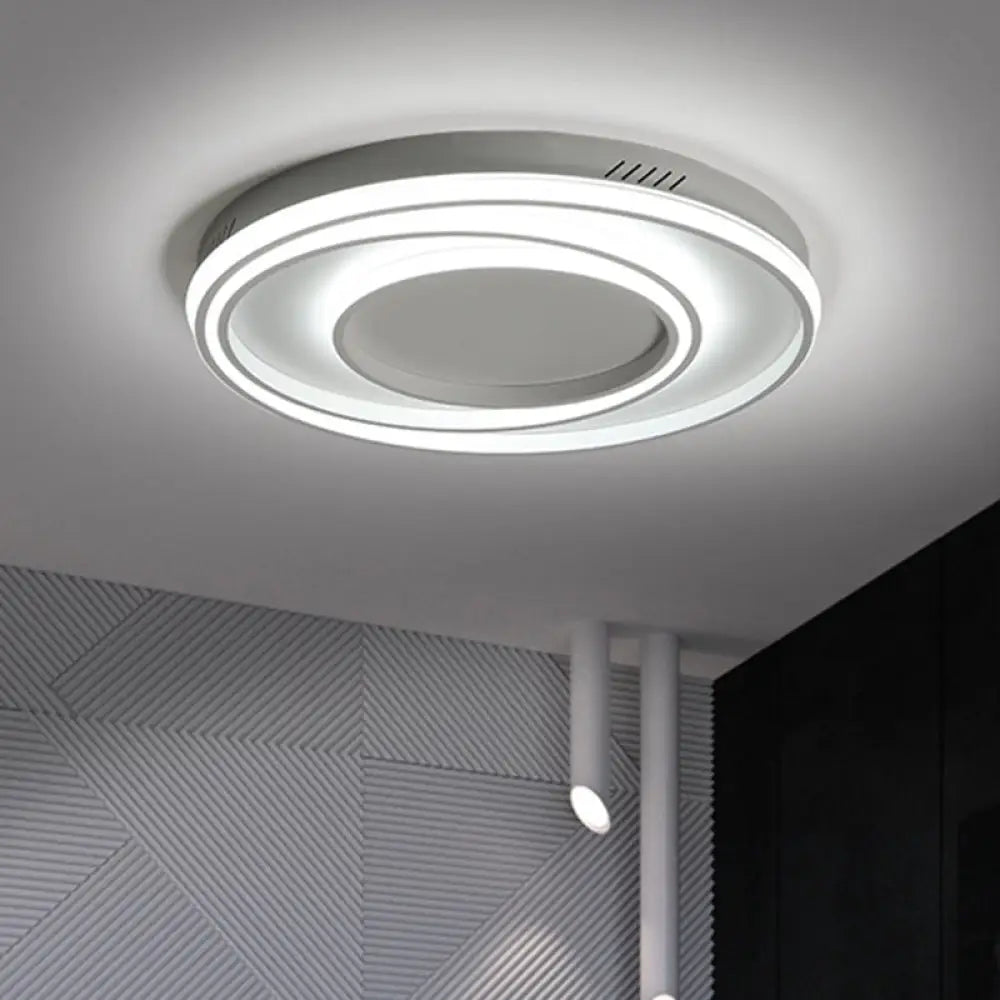 Simple 2 - Loop Acrylic Ceiling Light Led Flush Lamp For Bedroom - 18’/23’ Width Mountable