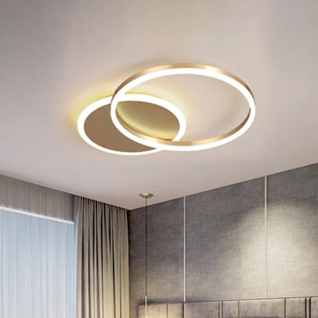 Simple 2 - Tier Gold Flush Mount Ceiling Light With Metal Frame - 2/3/5 Lights Warm/White Ideal For