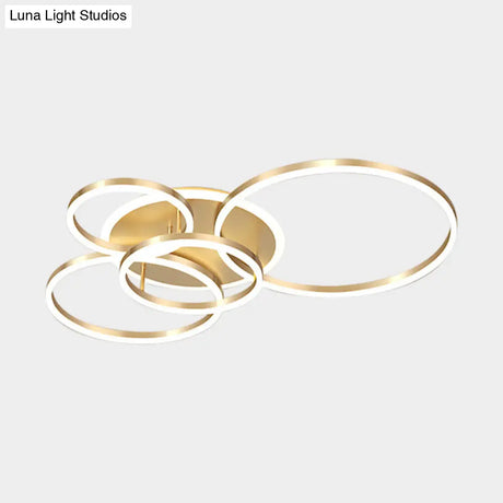 Simple 2 - Tier Gold Flush Mount Ceiling Light With Metal Frame - 2/3/5 Lights Warm/White Ideal For