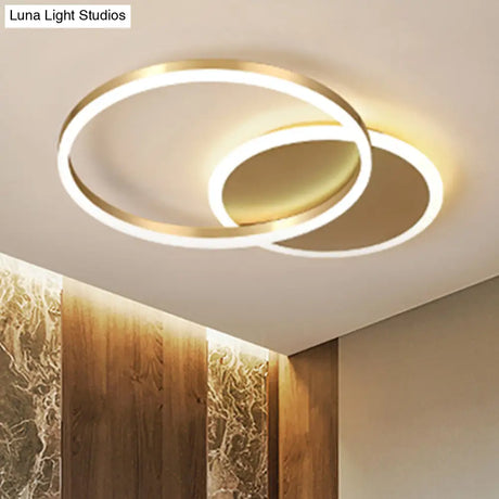 Simple 2 - Tier Gold Flush Mount Ceiling Light With Metal Frame - 2/3/5 Lights Warm/White Ideal For