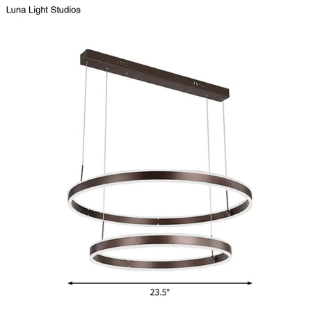 Simple Acrylic Led Chandelier Pendant - 2/3 Tiered Tapered Parlor Hanging Lamp In Coffee