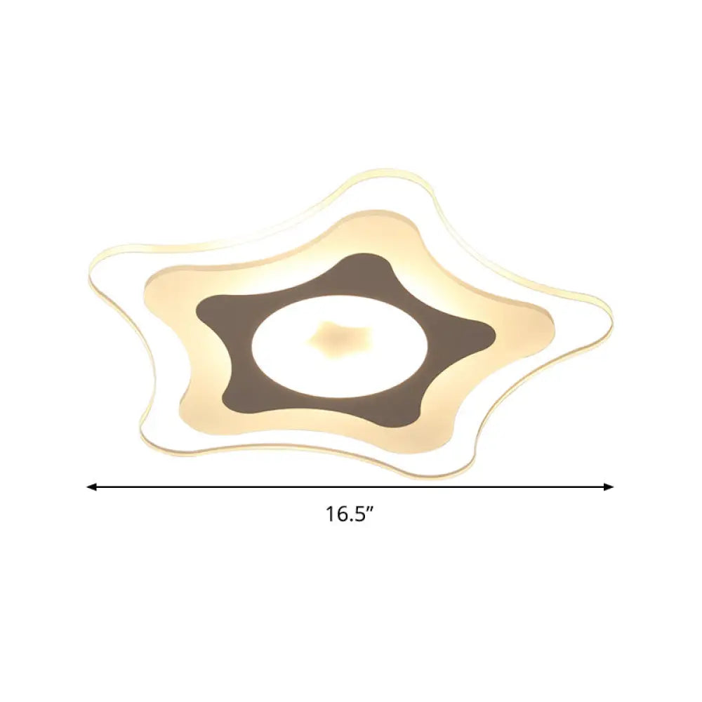 Simple Acrylic Led Flush Ceiling Light With Five-Pointed Star Design - Warm/White/3 Color 16.5/20.5