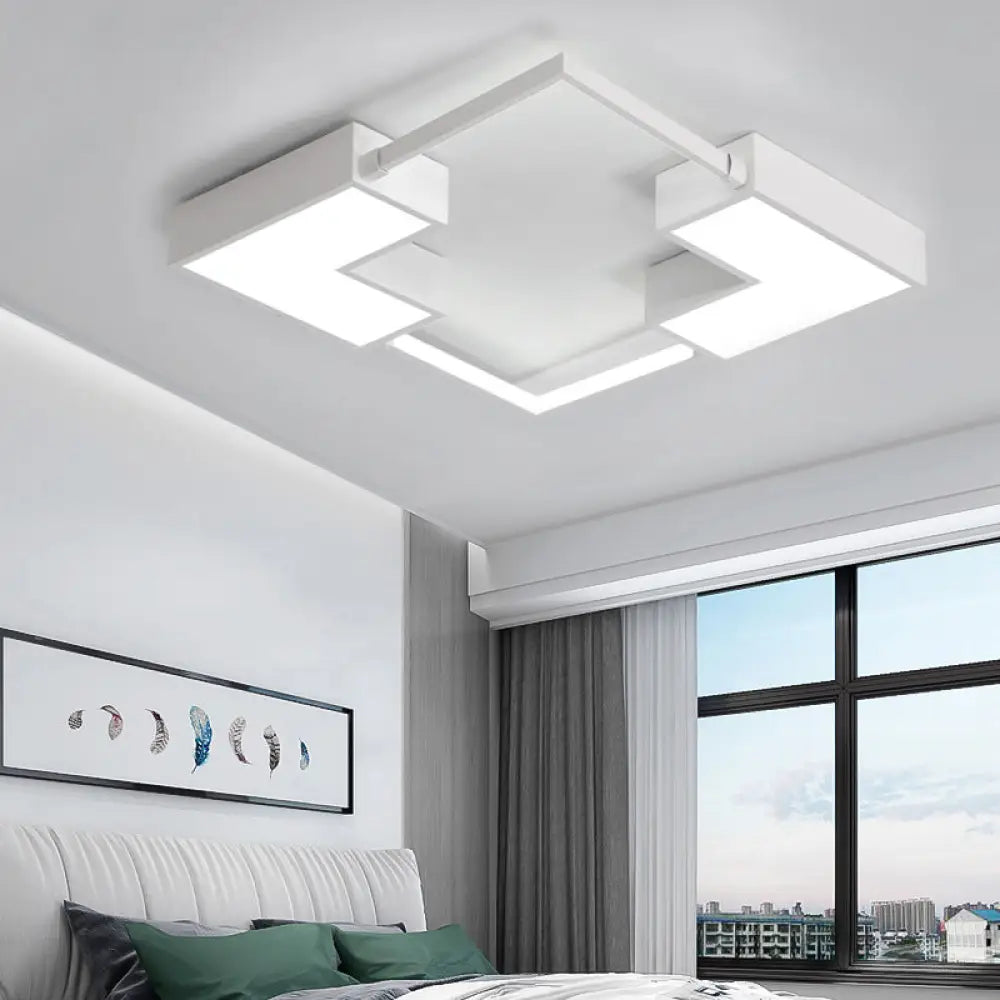 Simple Acrylic Led Flush Mount Ceiling Light In Black/White - Warm/White 16’/19.5’/23.5’ Wide