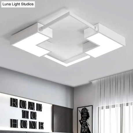 Simple Acrylic Led Flush Mount Ceiling Light In Black/White - Warm/White 16’/19.5’/23.5’ Wide