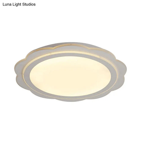 Simple Acrylic Led Flush Mount Light: White Flower Shape For Bedroom & Porch