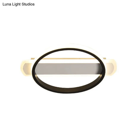 Simple Acrylic Led Flush Mounted Ceiling Light In Black - Round/Square - Oblong Shape Warm/White